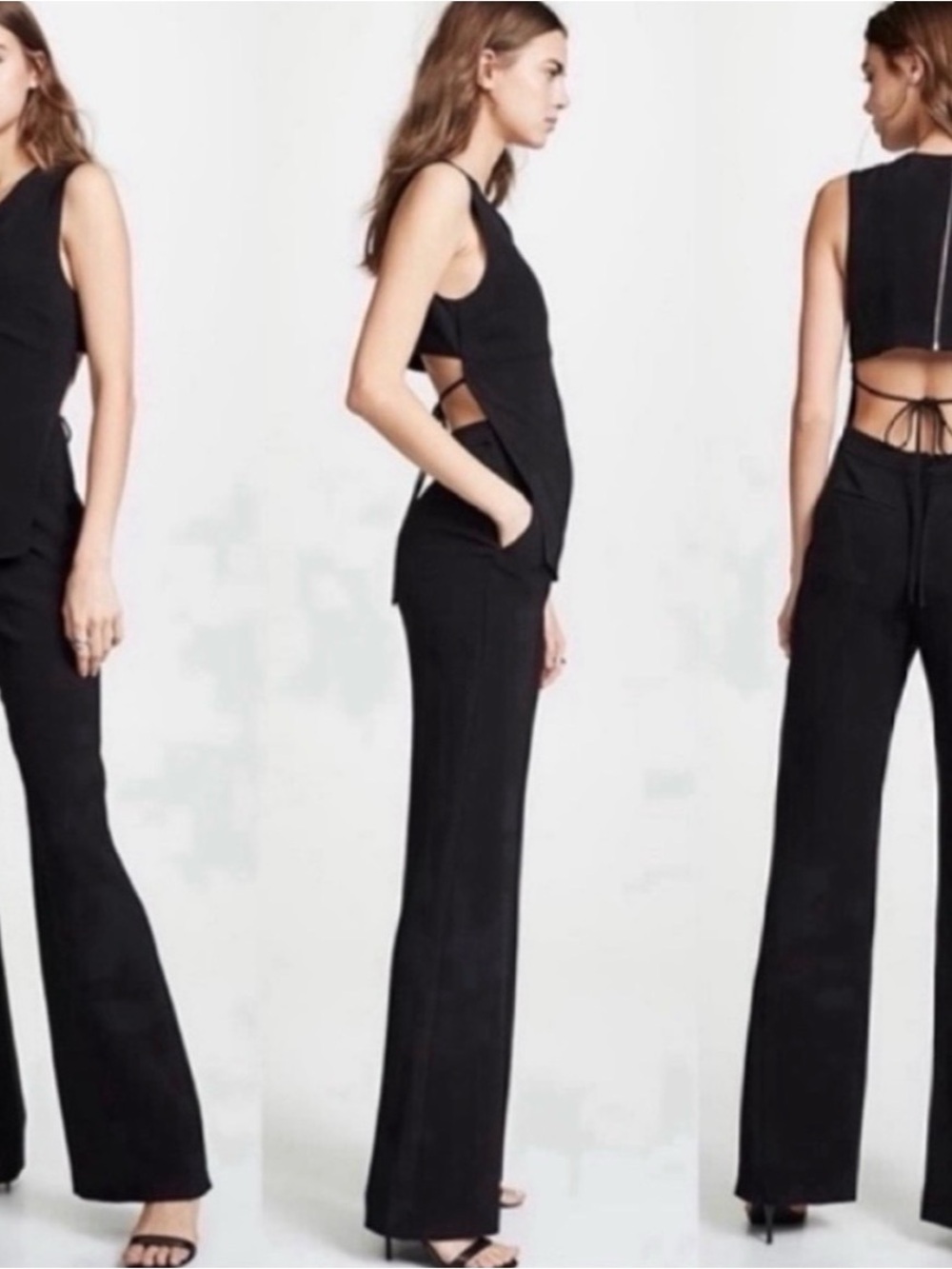 A.L.C Women's Black Sleeveless Jumpsuit with Open Back
